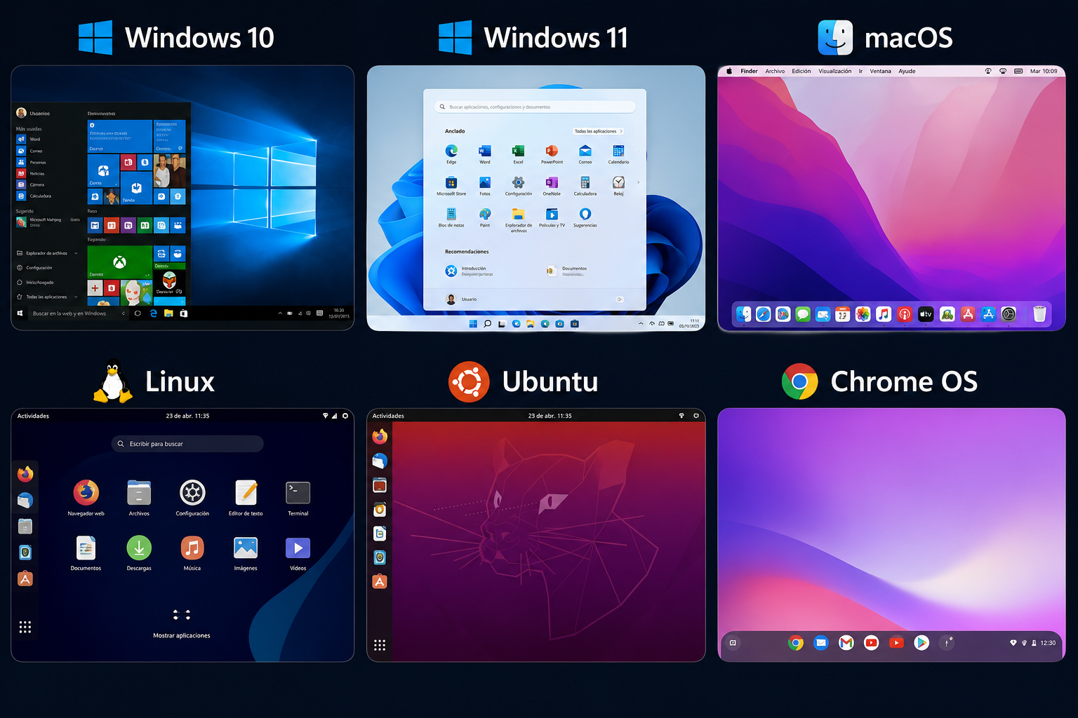Windows 10, Windows 11, macOS, Linux, Ubuntu, Chrome OS